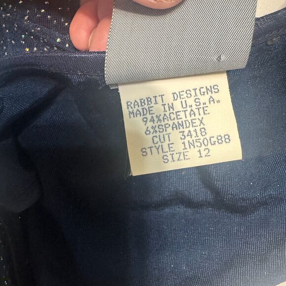 Vintage Rabbit Designs Dress Sz 12 Navy Blue Glitter Formal Glam 2 pc event 90s - Picture 9 of 11